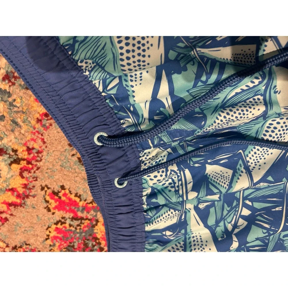 Vineyard Vines Mens Blue Fish Print Swim‎ Trunks Board Shorts Mesh Lining Size M